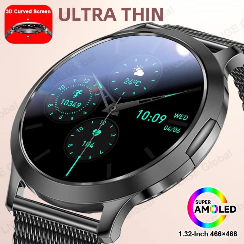 Orologio Intelligente LIGE Ultra Sottile per Donne, Display AMOLED da 1,32", Chiamate Vocali, Quadrante Personalizzabile, Tracker Fitness e Salute, Braccialetto Smart