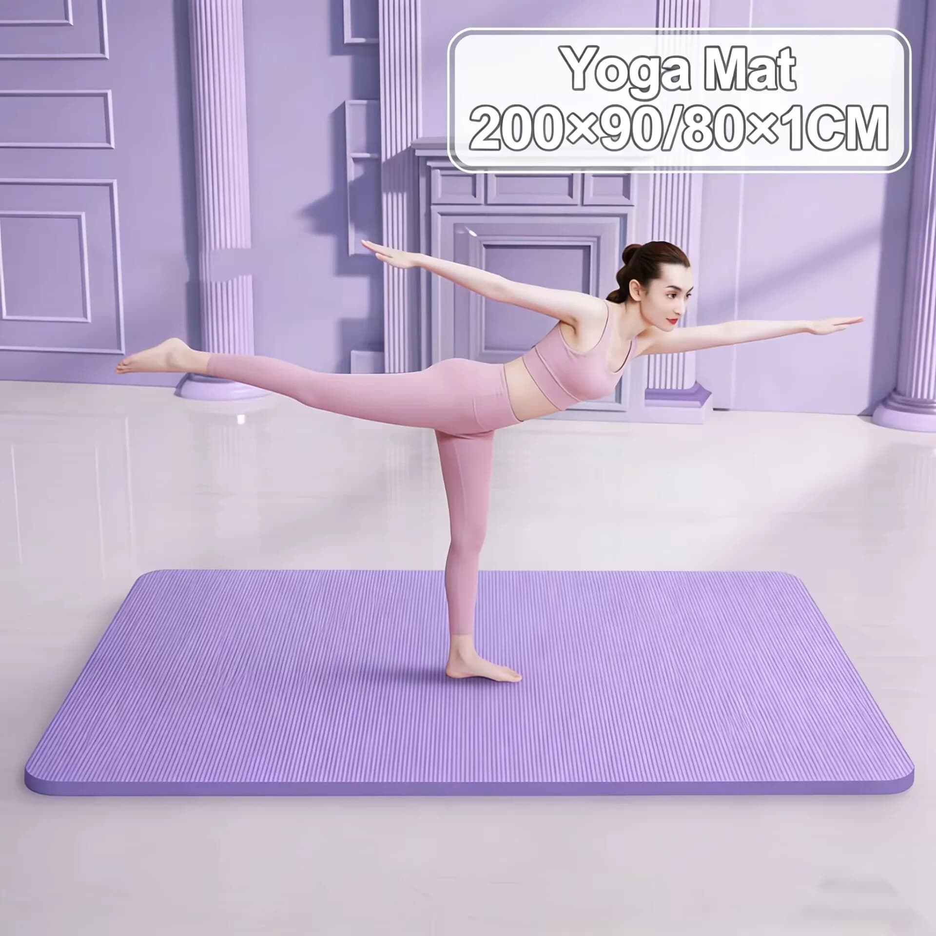 Anti-slip Mat Thickness 10mm 200x90cm for Sport and Fitness, Yoga Mat, Exercise Cover, Yoga Mat, Pilates and Gymnastics, Fitness Floor Equipment