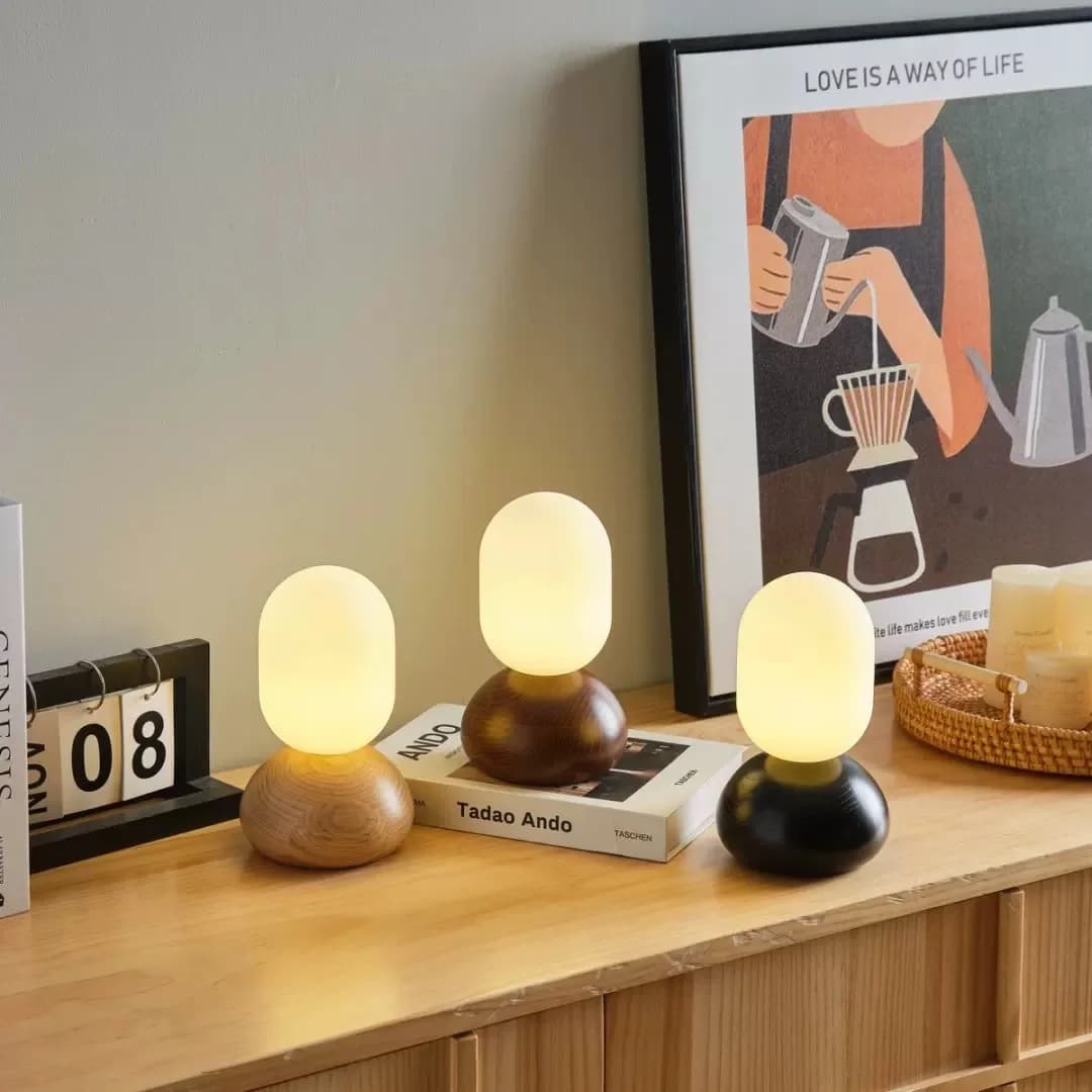 Ash wood desk lamp light luxury bedroom decorative lamp hotel model room simple Japanese bedside lamp