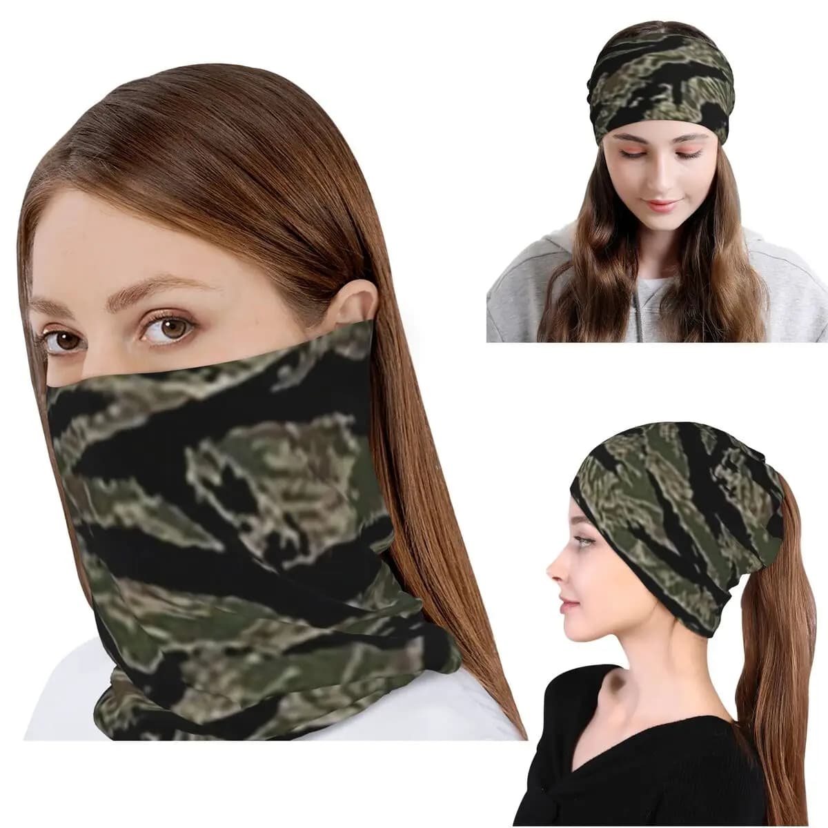 Scaldacollo/Maschera/Balaclava Militare Mimetica a Strisce Tigrate, Sciarpa Calda, Cappello Beanie per Uomo Donna Adulti Invernale