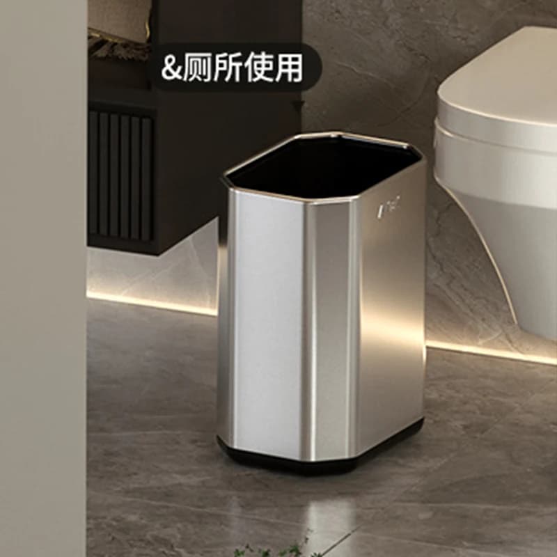 Bidone della spazzatura argento da 10 litri/2,6 gal. Bidone della spazzatura aperto, cestino della spazzatura di lusso bidone della spazzatura di fascia alta per il bagno Bidone della spazzatura a doppio strato