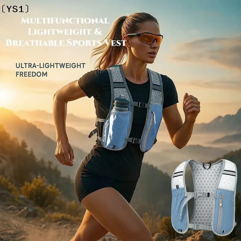 〔YS1〕New Running Water Bottle Storage Vest Lightweight Running Vest Reflective Hydration Water Chest Pack With Phone Holder 1PC
