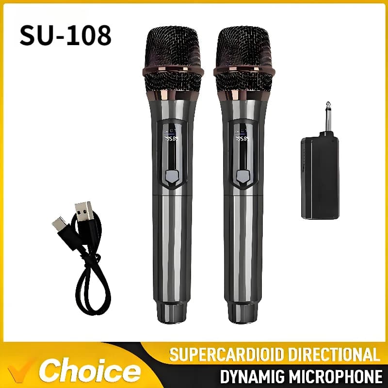 108 da uno a due Microfono wireless portatile professionale da 2,4 g Display a LED dinamico con cancellazione del rumore Karaoke per canto da palco all'aperto