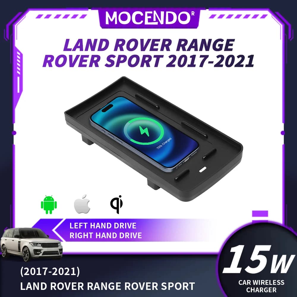 Kit di Ricarica Wireless Veloce Qi 15W per Land Rover Range Rover Sport 2014-2022, Accessori per Supporto Telefono Auto