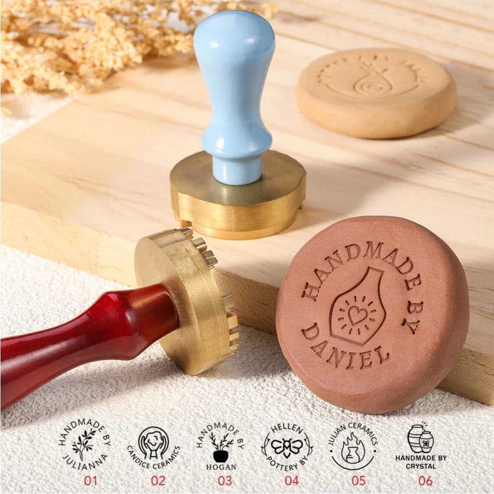 Timbro in ceramica personalizzato per argilla - Timbri in argilla con logo personalizzato con il tuo design - Timbro in ottone ceramico con lettera per timbro in argilla ceramica