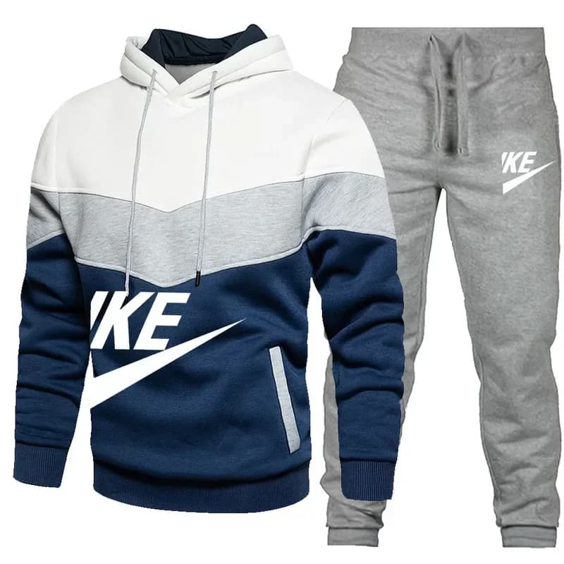 2025 new men fall winter set zip sweatshirt with hood pants casual suit men's sports clothing brand clothing suit