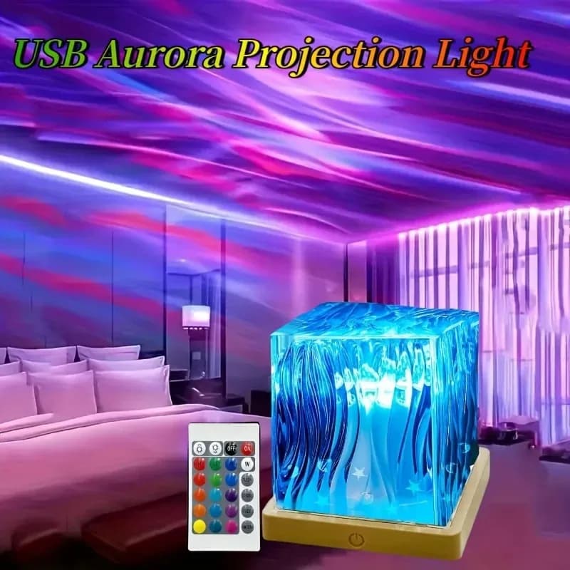 Proiettore Aurora dinamico a colori RGB Luce notturna Lampada ambientale per camera da letto Decorazione di Natale Capodanno Lampada da tavolo Regali per festival