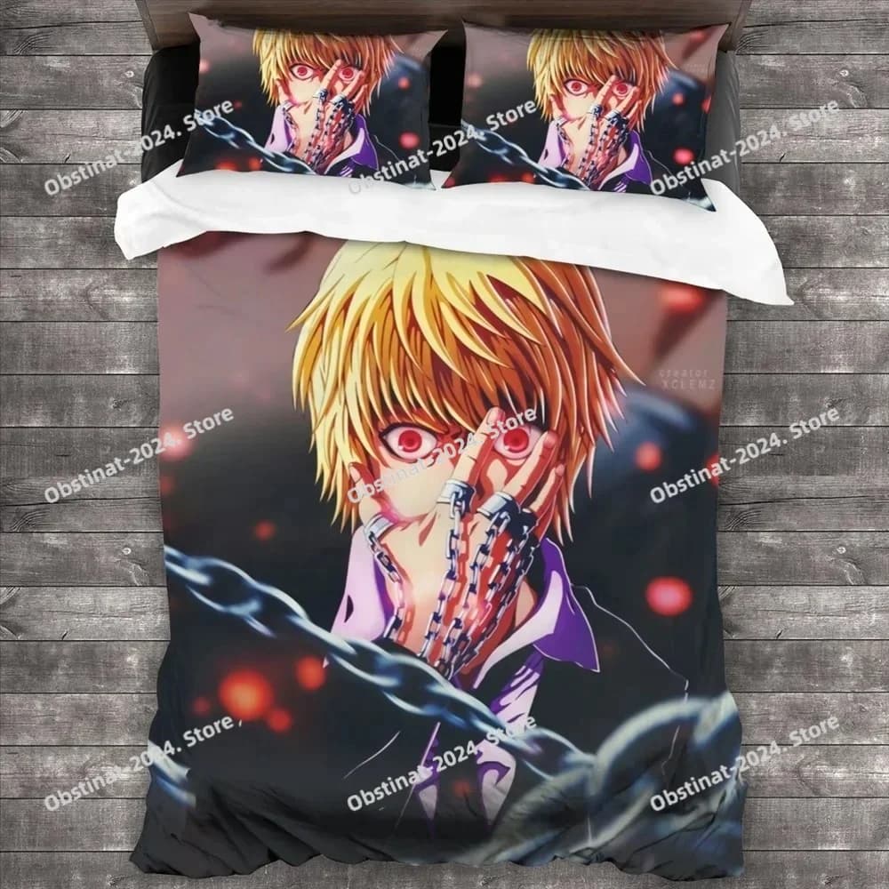 Anime Hunter X Hunter Bedding Set 3 Pieces Cartoon Duvet Cover Quilt Cover Japanese Manga Home Textiles Bedroom Decor