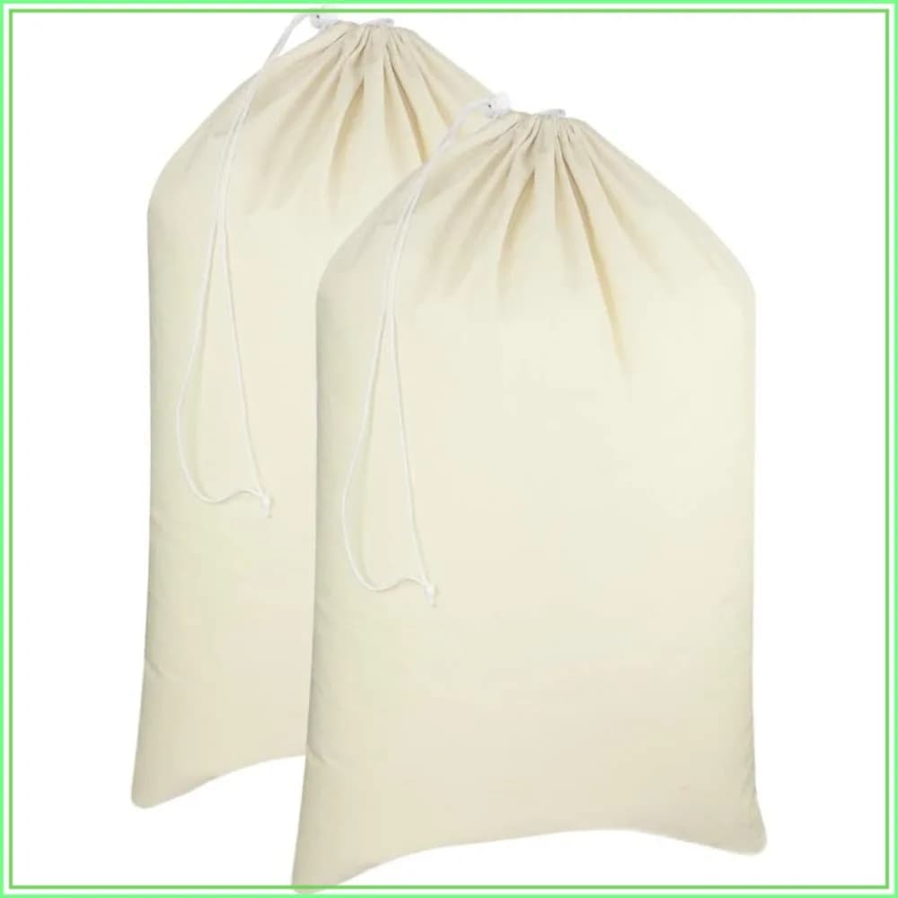 Extra Large Laundry Bags 2 Pack - Heavy Duty Cotton Canvas Drawstring Closure - Travel Dorm Basket Hamper Liner Toys Clothes Organizer Sack 28x36