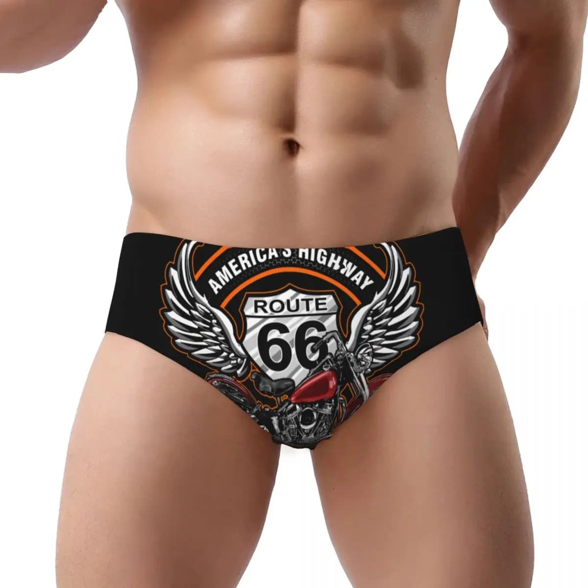 Intimo da uomo personalizzato per tour motociclistico Route 66, slip traspiranti