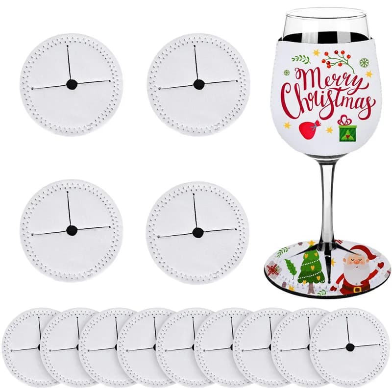 5/10 pz sublimazione borse per bottiglie di vino sottobicchieri con maniche in vetro tazza poggiapiedi sottobicchieri vuoti natale compleanno matrimonio regalo fai da te