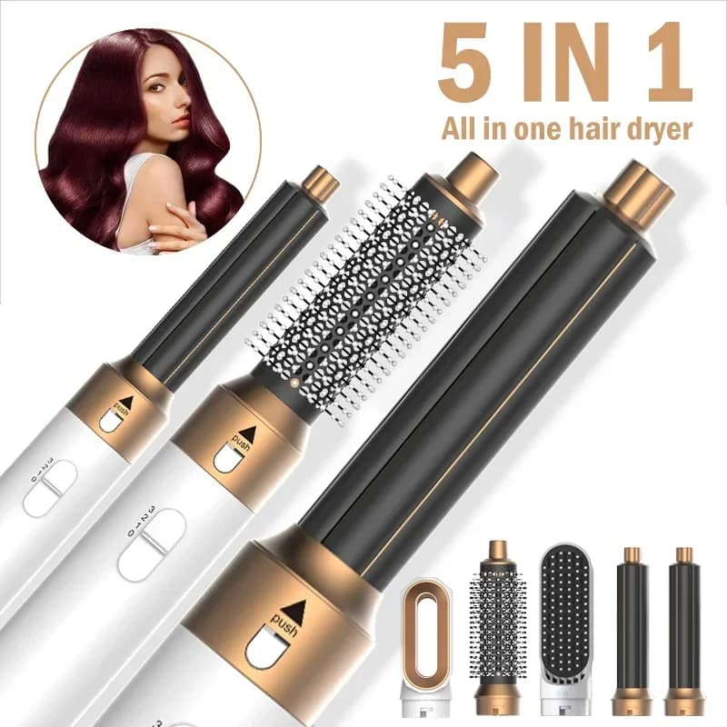 Set of combs for hair dryer 5 In 1 Styler professional hot air to curl hair straightening and volumizing at home