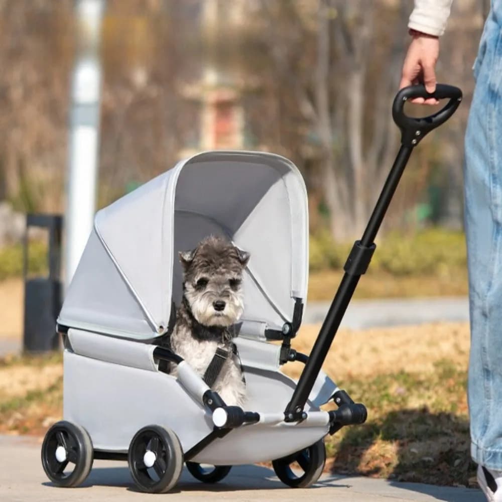 Passeggino per Cani a 4 Ruote con Parasole, Leggero e Pieghevole, Trasportino per Cani e Gatti, Carrello per Piccoli Animali da Esterno