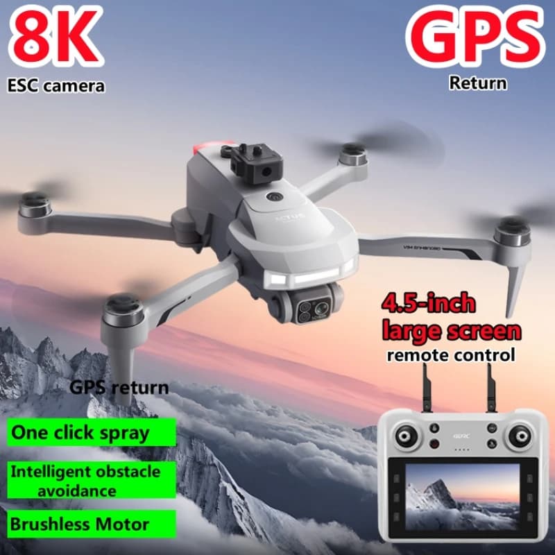 8K ESC Brushless Evitamento Ostacoli WIFI FPV RC Drone 5G Spray GPS Posizionamento del Flusso Ottico Grande Schermo di Controllo Remoto Quadcopter