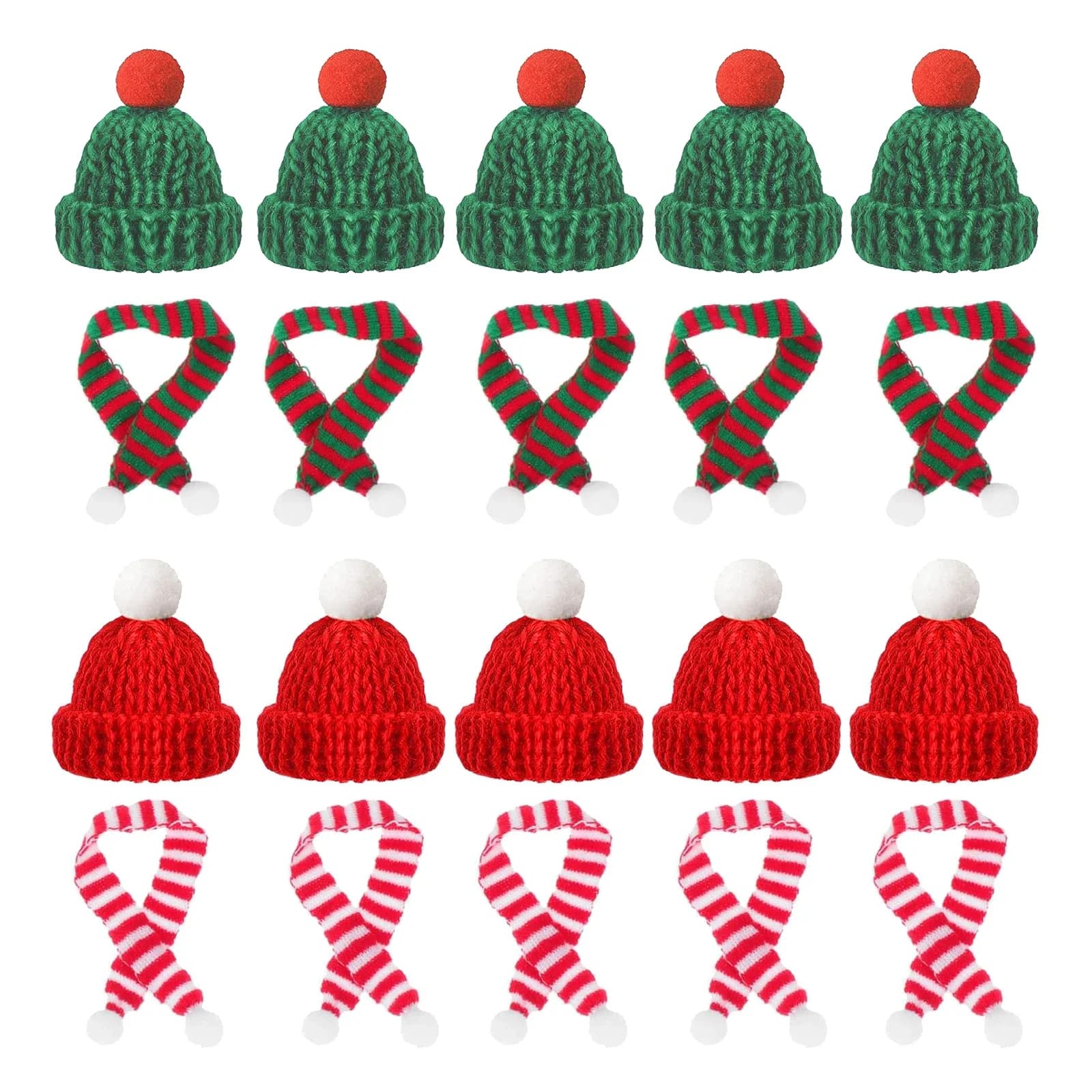 10/20pcs Mini Cappello da Babbo Natale e Sciarpa 2024 Nuovo Costume di Natale per Gatto Coniglio Bambola Lecca-lecca Bottiglia FAI DA TE Xmas Party Cena decorazione