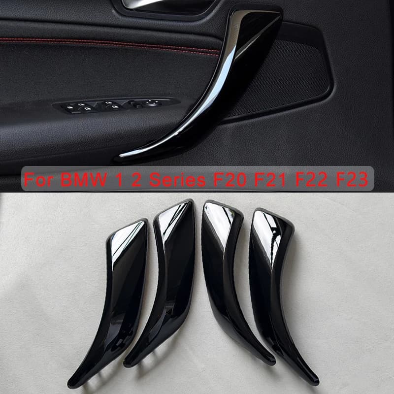 Replacement Door Pull Handle Trim For BMW 1 2 Series F20 F21 F22 F23 2012-2016 Gloss Black Fiber Car Interior Door Panel Cover