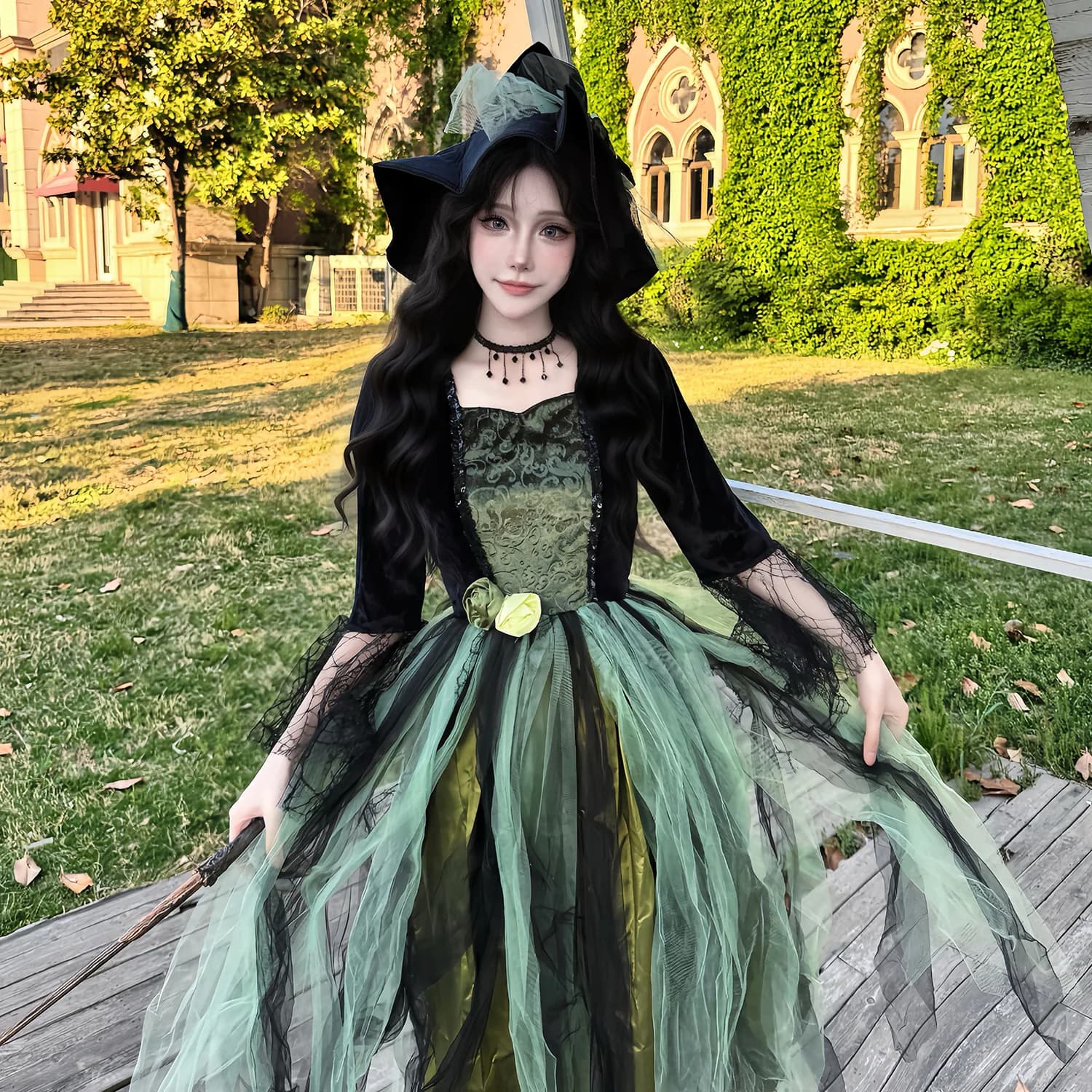 Halloween costume, magic witch costume, carnival watch, witch dress, theater costume, Oz Wizard cosplay