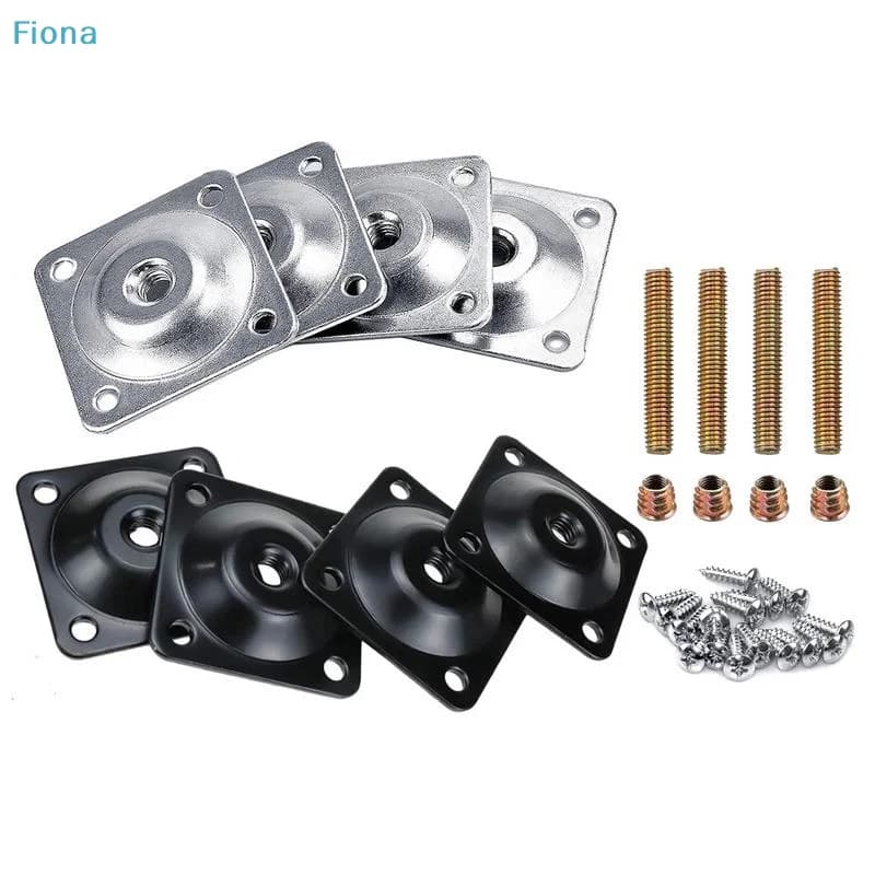 ✔Furniture Leg Mounting Plates Kit,Square T-Nut Sofa Leg Attachment Brackets with Screws,Table Chair Leg Mounting Hardware