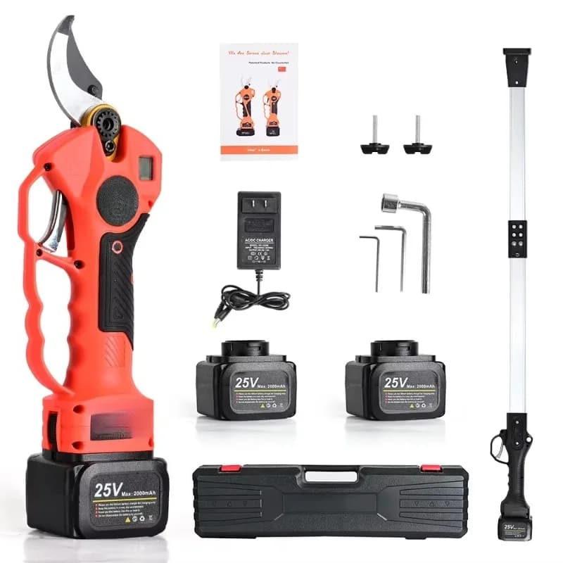 40mm Cordless Electric Pruning Shear With Fold Pole,25V Battery Powered Tree Branch Cutter Pruner