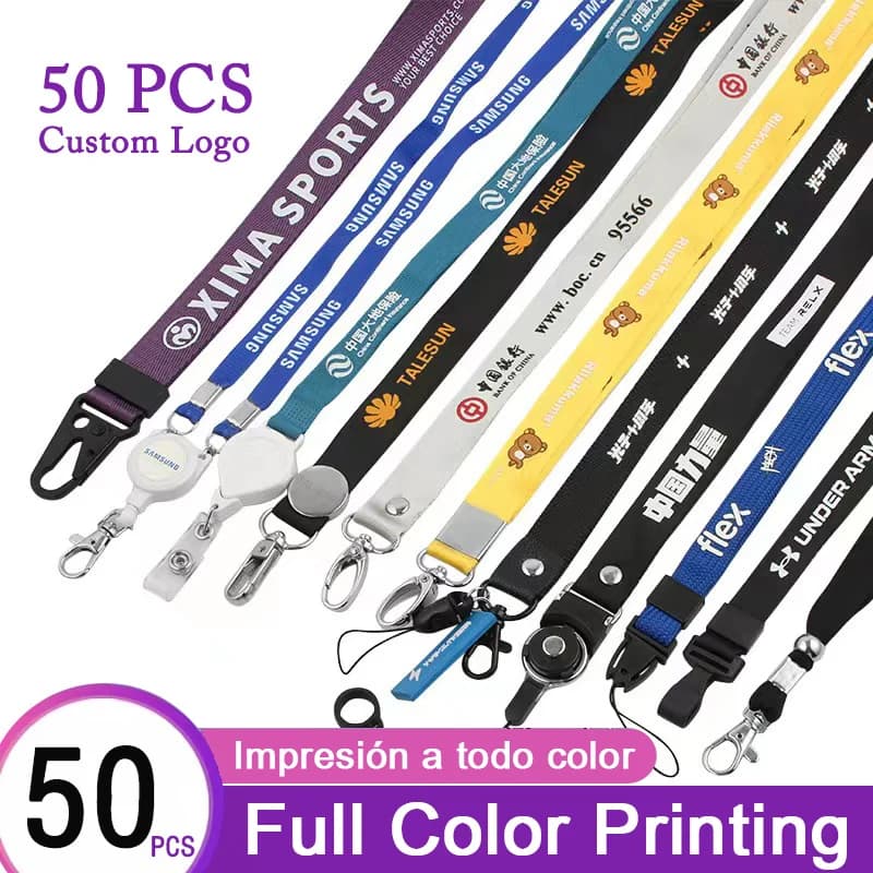 50 Pz/lotto Cordino Stampato Personalizzato Per Chiavi Porta Badge e Carte Del Basamento Stampa Personalizzata A Colori Logo Nome Dell'azienda Landyar
