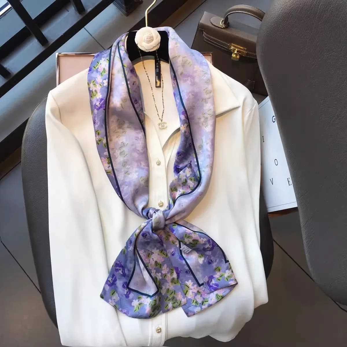 Silk scarf women's high-end imitation silk for Women, Aesthetic Boho Hair Scarf Wrap, Party Holiday Beach Weekend Unique Chic