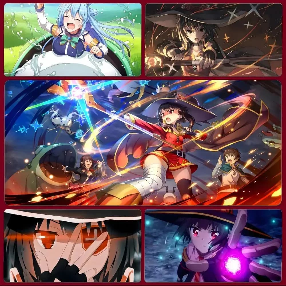 Tappetino per mouse anime divertente M-MEGUMIN KonoSuba, grande tappetino da gioco con bordi cuciti, tappetino da scrivania ispessito per PC