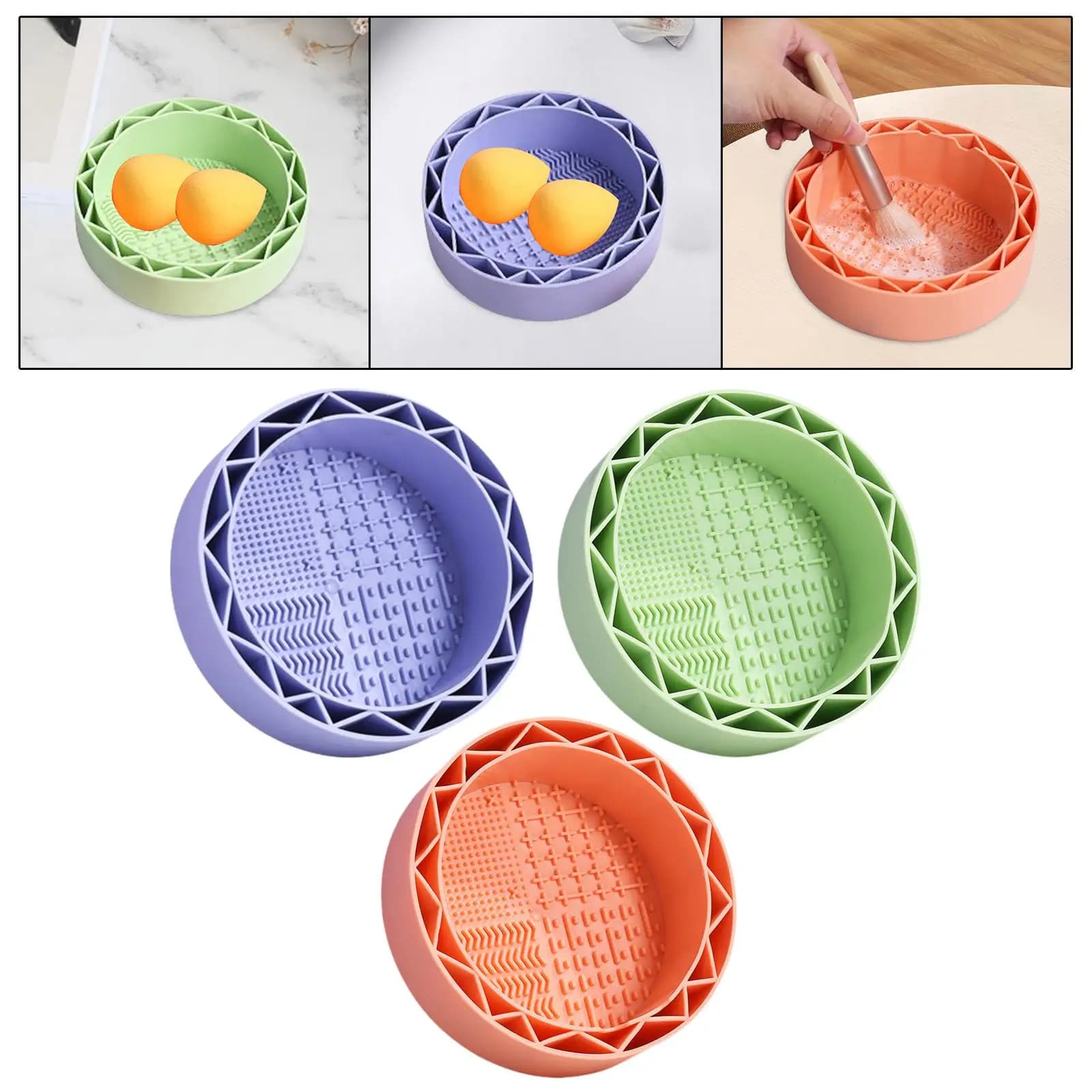Silicone Brush Cleaning Mat Prtable Cleaning Tool Brush Holder Bowl for Eyeliner