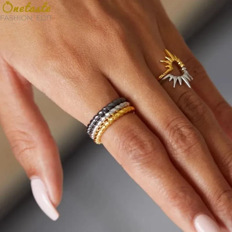 Anello a spirale sottile da 3 mm in colore nero lucido, oro e argento, per donna, alla moda, semplice, delicato, piccolo, da impilare, idea regalo per feste