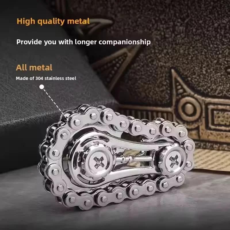Spinner Antistress in Metallo a Forma di Catena di Bicicletta, Giocattolo EDC per Adulti