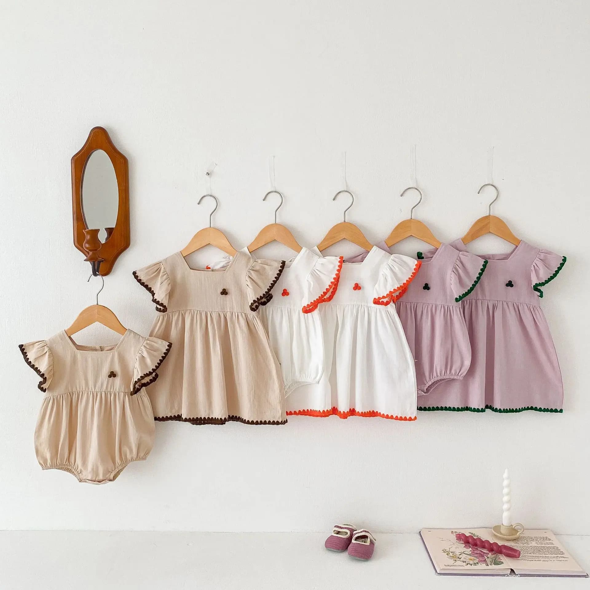 Estate neonato neonate pagliaccetto mussola abiti sorella vestito pagliaccetti bambini un pezzo moda abbigliamento per bambini