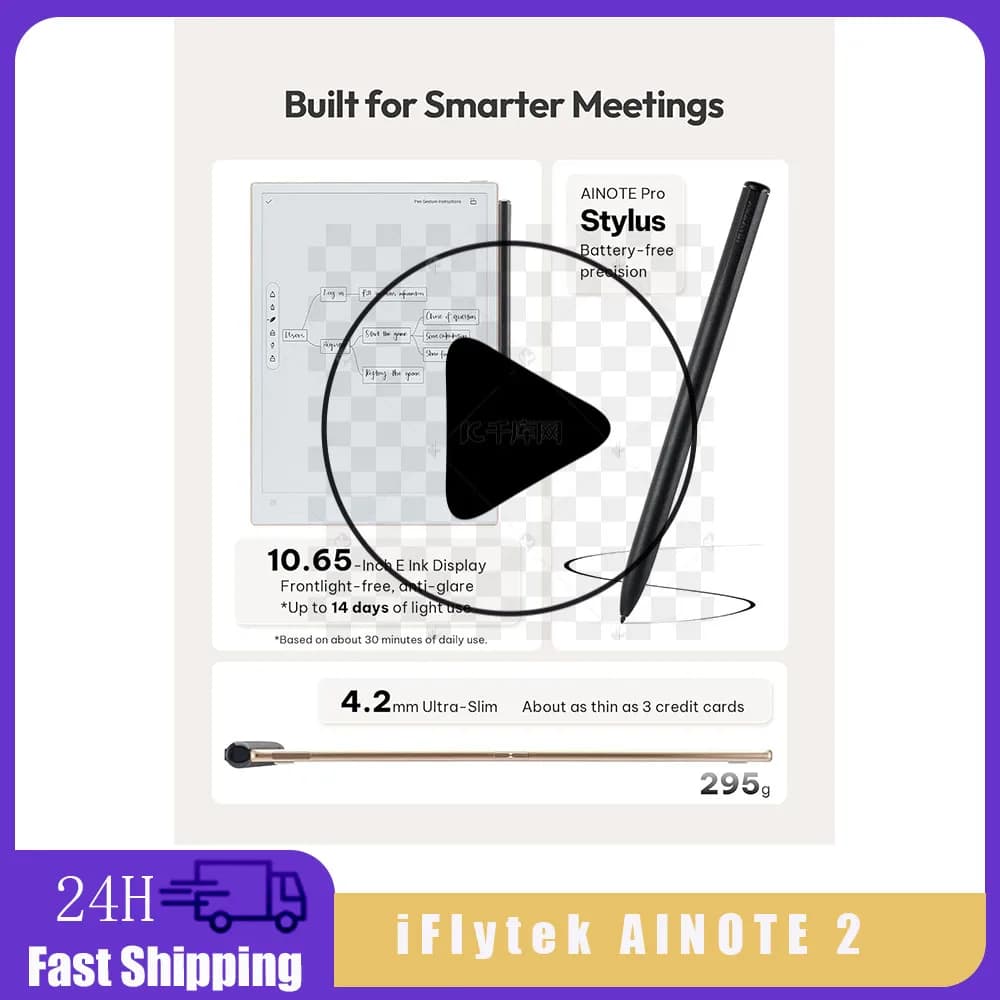10.65" iFlytek AINOTE 2 E-Ink Tablet Ultra-Thin 4.2mm Digital Notebook with Voice-to-Text 16-Language Transcription Handwritten-