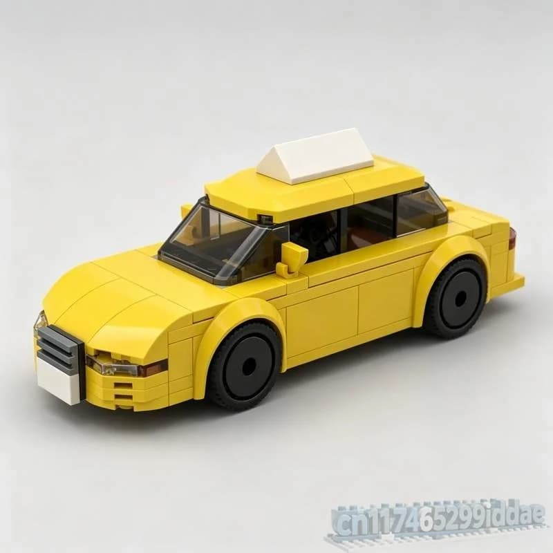 143PCS Modern City Taxi Car MOC Model Building Block Brick Vehicle DIY Assembly Creative Toy Gift Collection Display Educational
