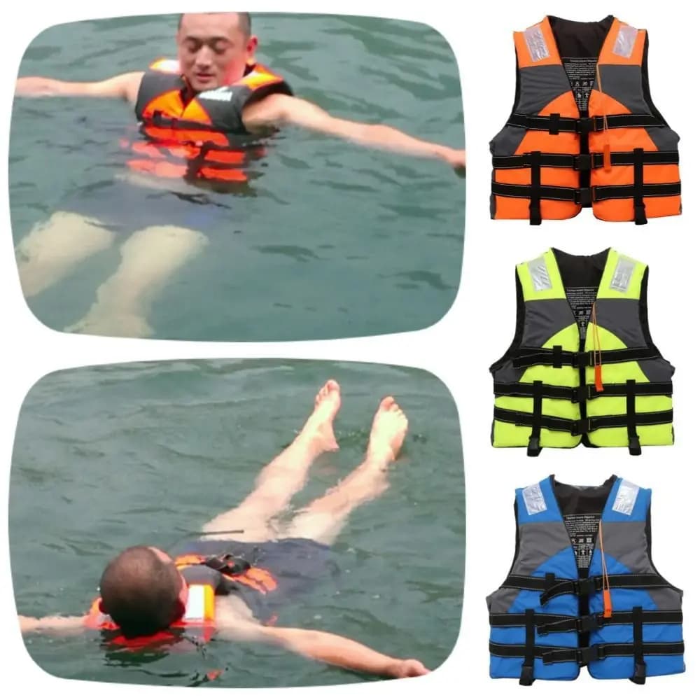 Giubbotto di Salvataggio per Adulti con Cinghie di Sicurezza, Facilmente Regolabile, con Fischietto di Sopravvivenza, Gilet per Sport Acquatici, Giubbotto di Sicurezza Portatile e Leggero