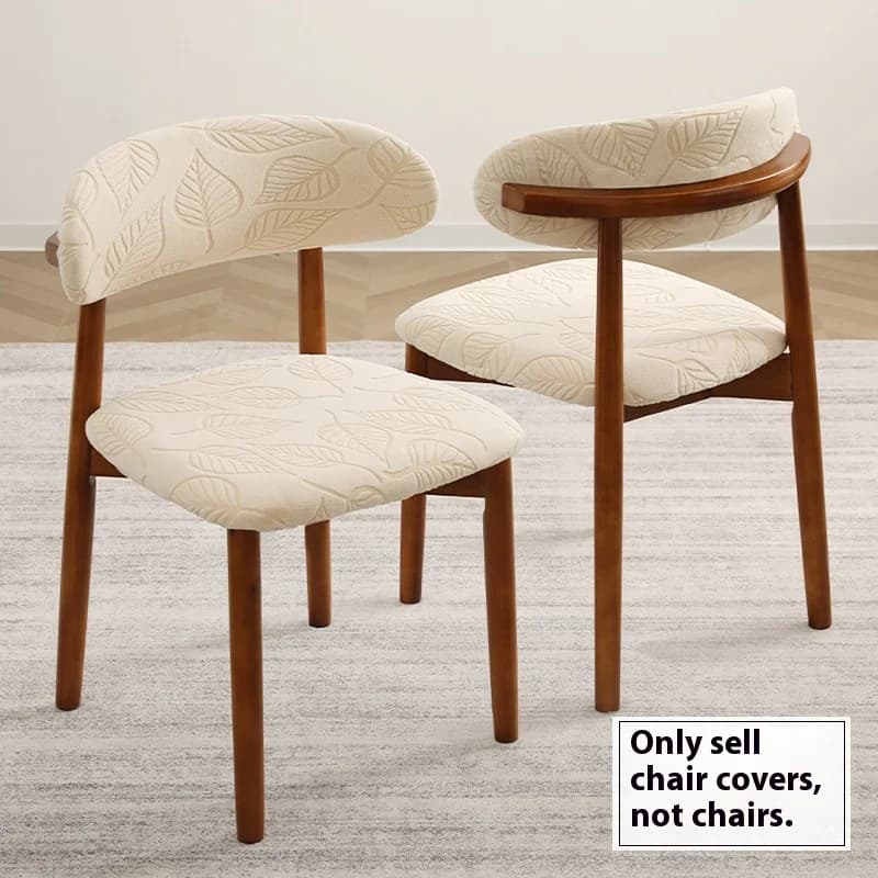 1/4 pieces jacquard dining chairs cover chairs with short back elasticized dining seat covers with banquet leaves for parties at hotel bar