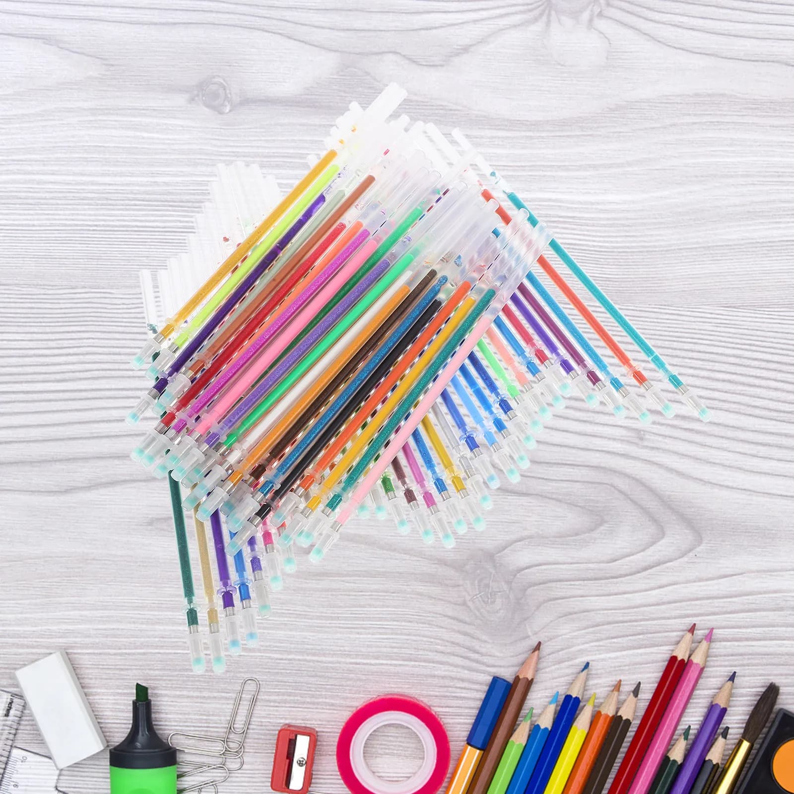 Set di 60 Ricariche per Penne Gel, Inchiostro Colorato Glitterato Fluorescente per Disegno, Scrapbooking, Libri da Colorare e Diari