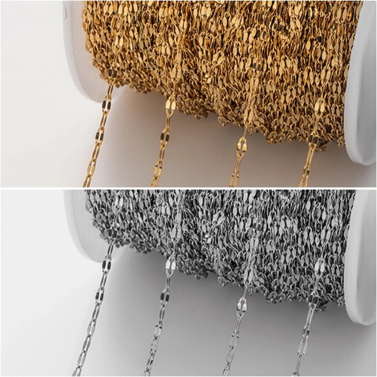 Catena per labbra sottile in acciaio inossidabile da 2 metri per collana, girocollo, braccialetto, creazione di gioielli fai da te, componenti di forniture artigianali