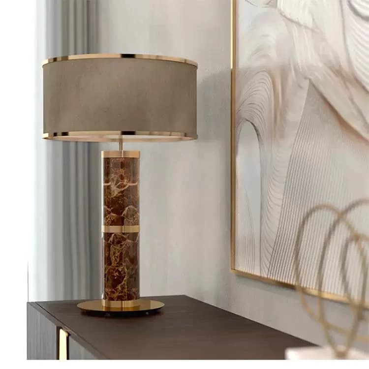 Retro light luxury villa living room bedroom high-end bedside table lamp designer marble decorative ambient desk light
