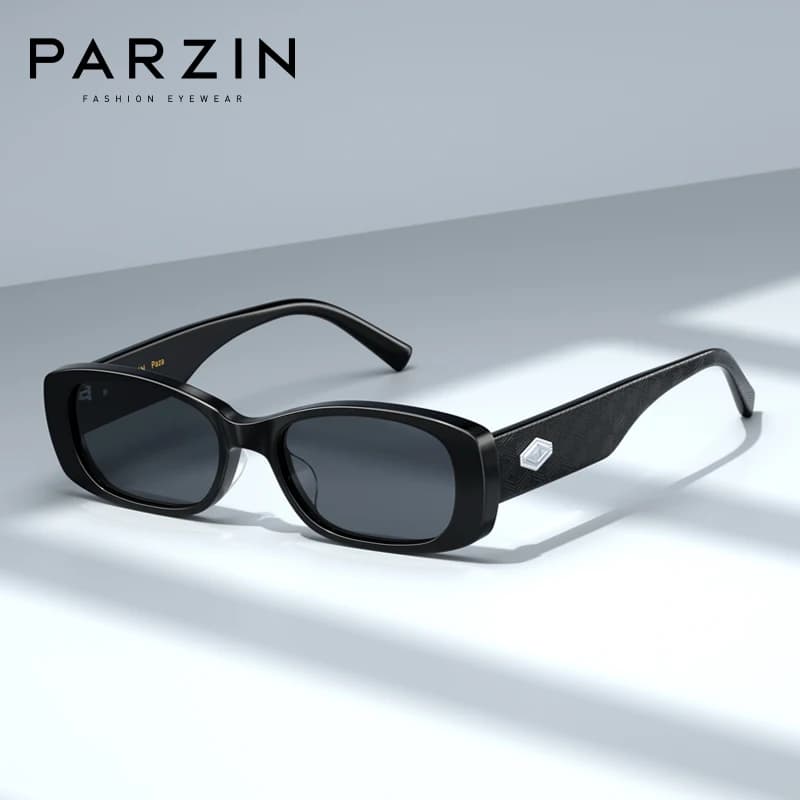 PARZIN nuovissimi occhiali da sole rettangolari vintage da donna protezione UV occhiali da sole da uomo neri 12710