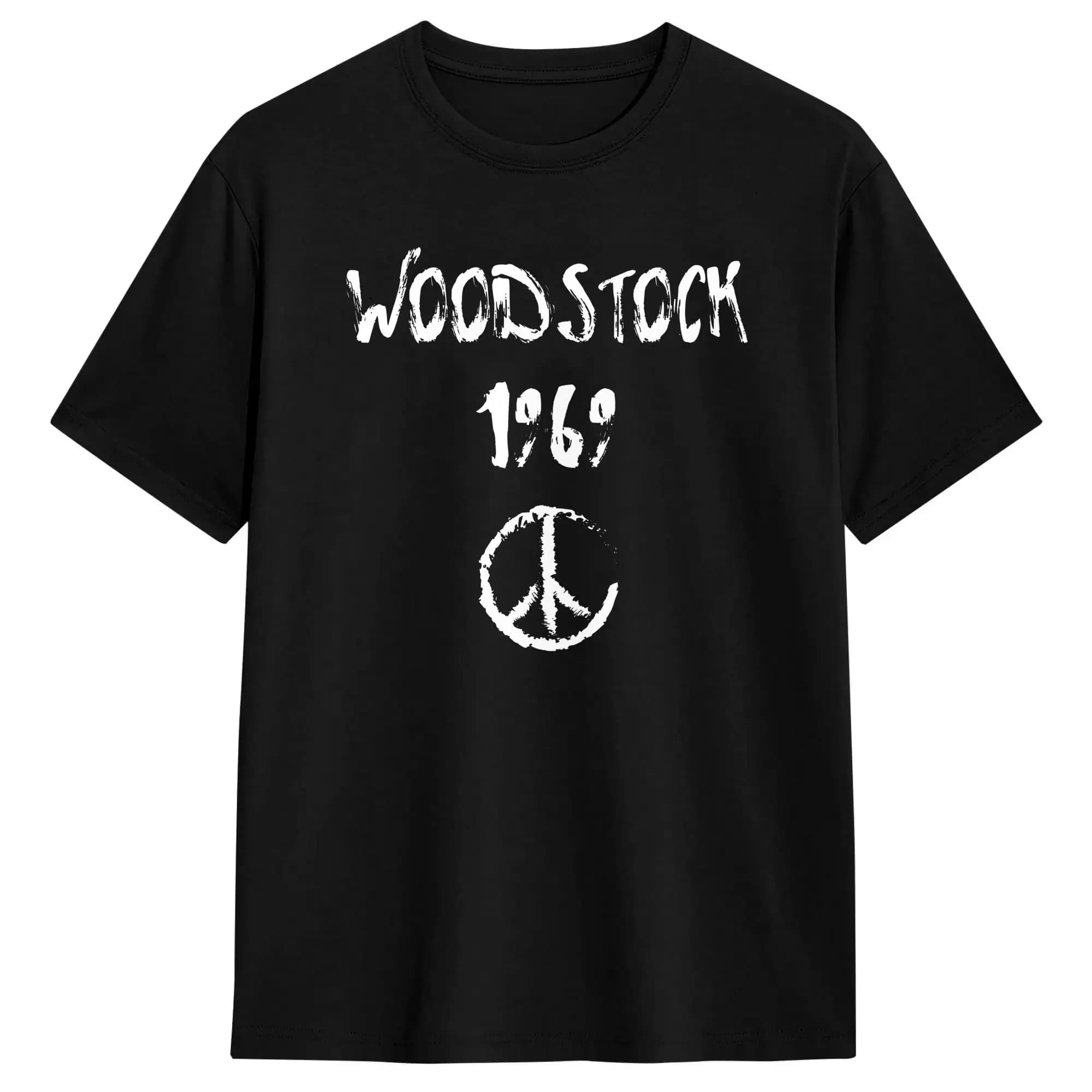 T-shirt del festival di Woodstock 1969, magliette estive Harajuku, t-shirt oversize in puro cotone con scollo a O, top divertenti a maniche corte