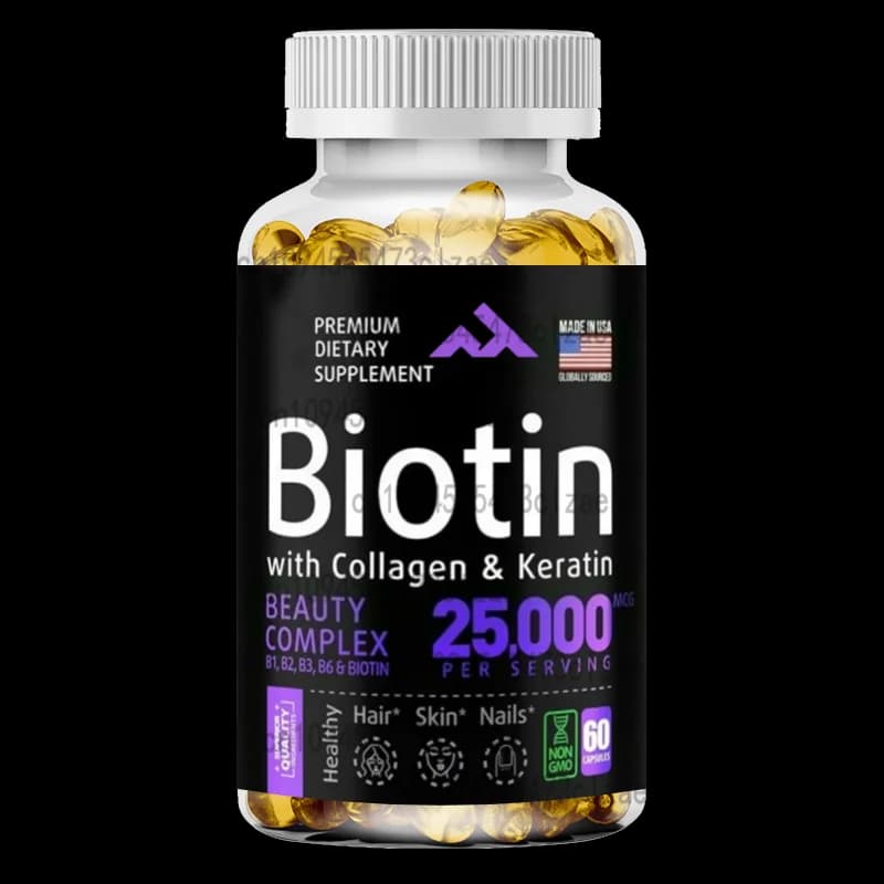 Biotin collagen keratin supplement - Vitamins for hair, skin and nails, vitamins for hair growth, suitable for women and men, 60 capsules