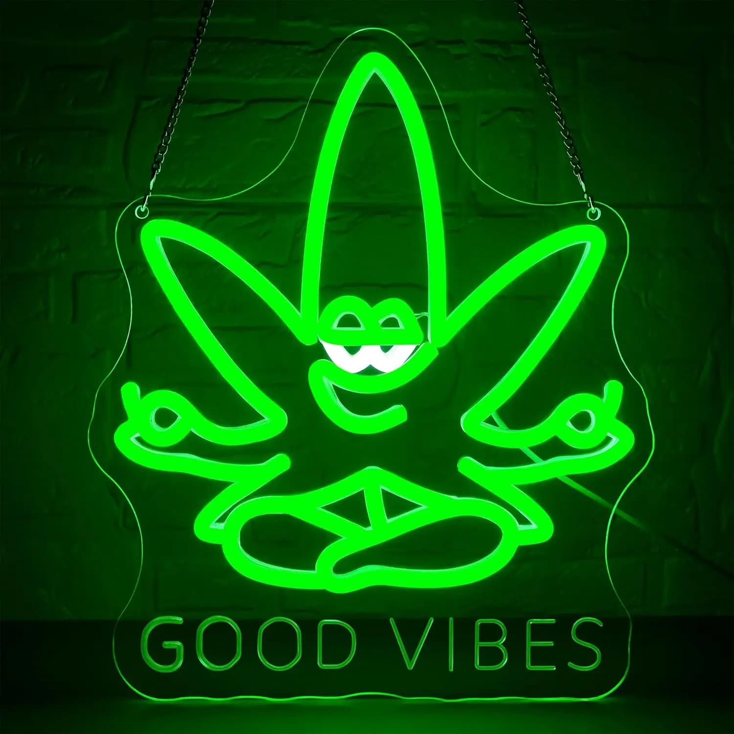 Insegna al Neon a LED USB Dimmerabile a Forma di Foglia di Cannabis, Luce LED Good Vibes per Sala Giochi, Feste, Bar, Club, Decorazione Camera da Letto, Regalo