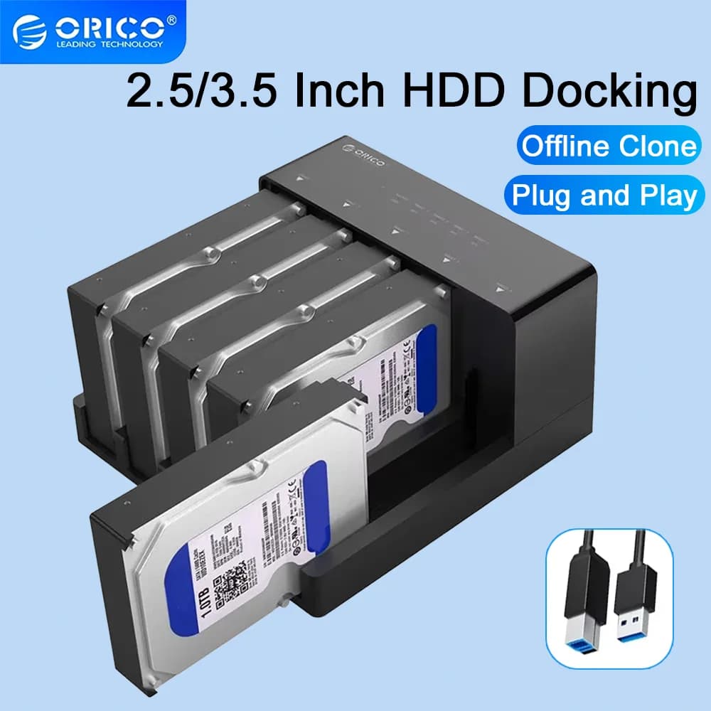 ORICO Docking Station per HDD a 5 Bay per HDD/SSD da 2,5/3,5 Pollici, Adattatore SATA a USB 3.0 con Funzione di Clonazione Offline
