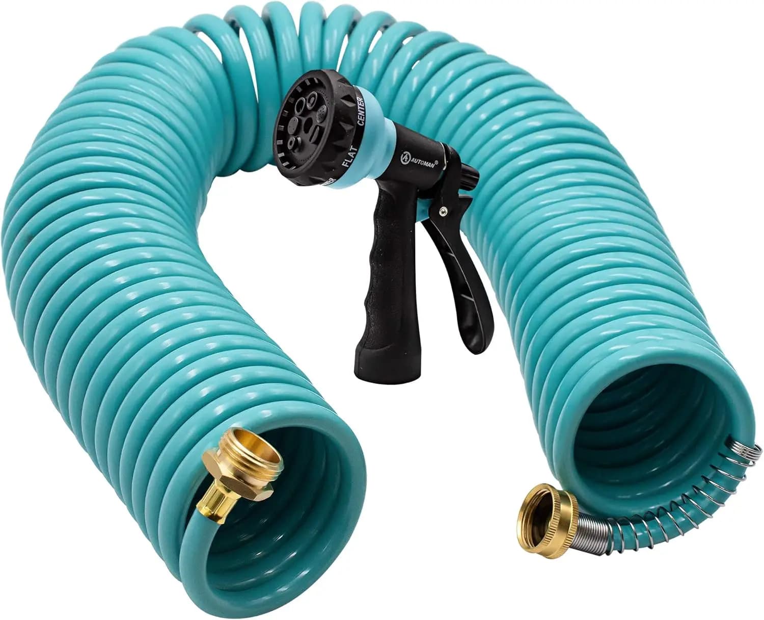 Garden Pipe Removable 50 Feet, EVA Curved Water Pipe with Brass Connectors, Includes 7 Function Sprayer