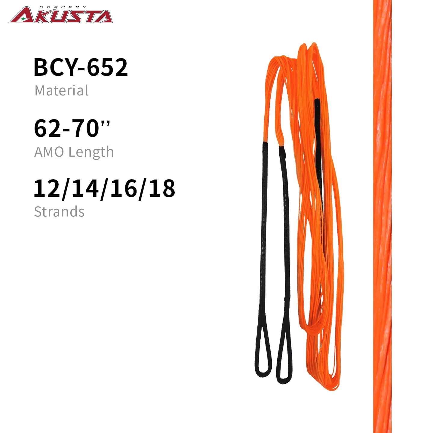 Corda per Arco Ricurvo Akusta BCY652 ILF AMO 62-70 Pollici 12 14 16 18 Fili Arancione per Tiro con l'Arco e Tiro al Bersaglio