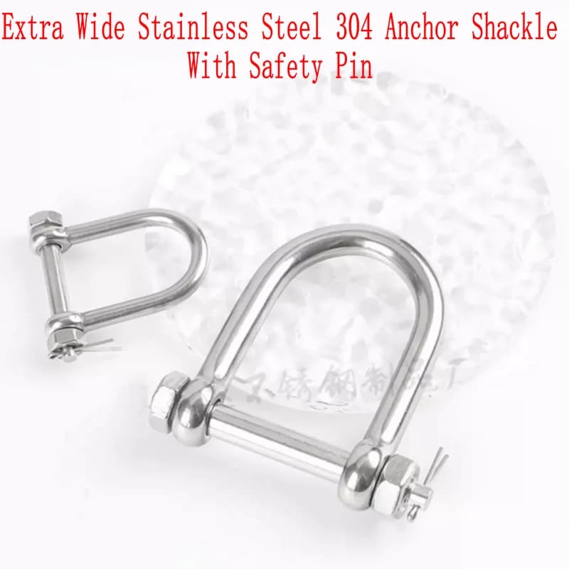 5 Pieces AISI304 Stainless Steel M6-M12 Extra Wide Anchor Shackle Chain Wire Rope Connector with Safety Pin Lock