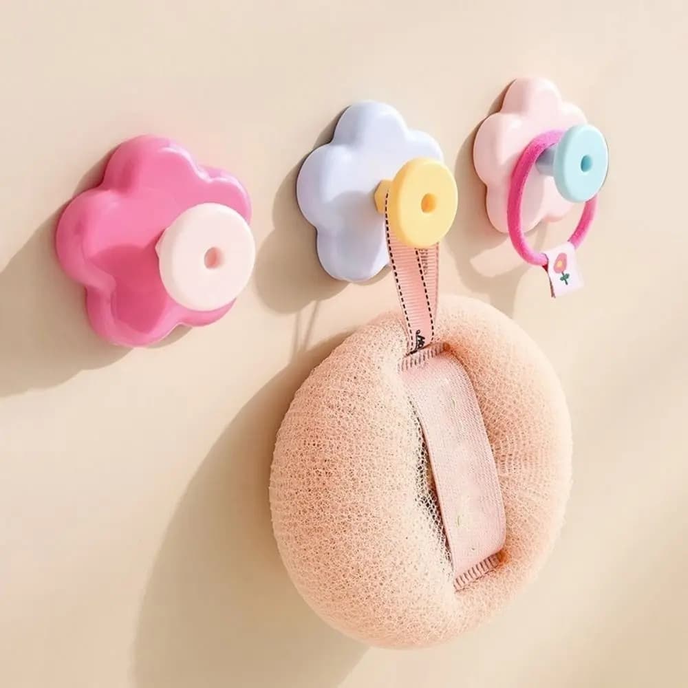 4 Pezzi Ganci a Ventosa Pratici Senza Foratura, Ganci Decorativi Impermeabili a Forma di Fiore, Appendi Asciugamani da Parete per Bagno