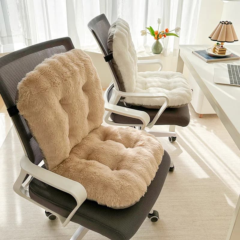 Cuscino ergonomico per sedia da ufficio in peluche a forma di coniglio - Comodo supporto per la schiena in poliestere, ideale per stare seduti a lungo in casa, in auto, sulla sedia