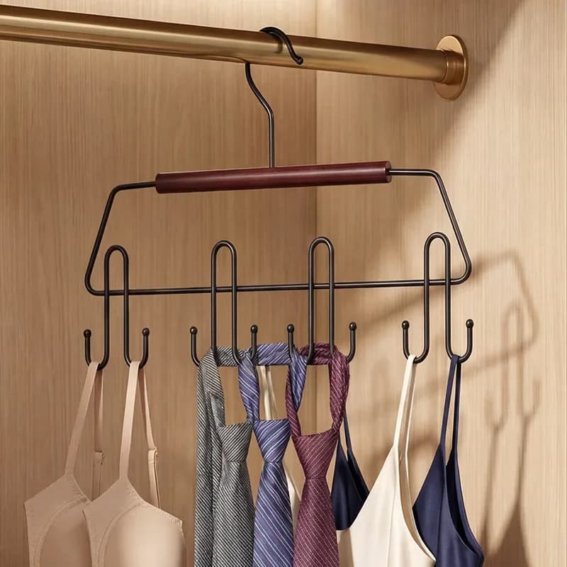 1pcs Iron Tie Hangers,Multifunctional Storage Organizers for Underwear Tank Tops,Multi-Hook Clothes Drying Rack for Dorm Home