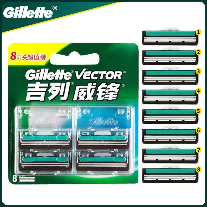 Gillette Vector lame da barba rasoio da barba di sicurezza manuale da uomo depilazione cassette a lama di rasoio a doppio strato 8-24 pezzi