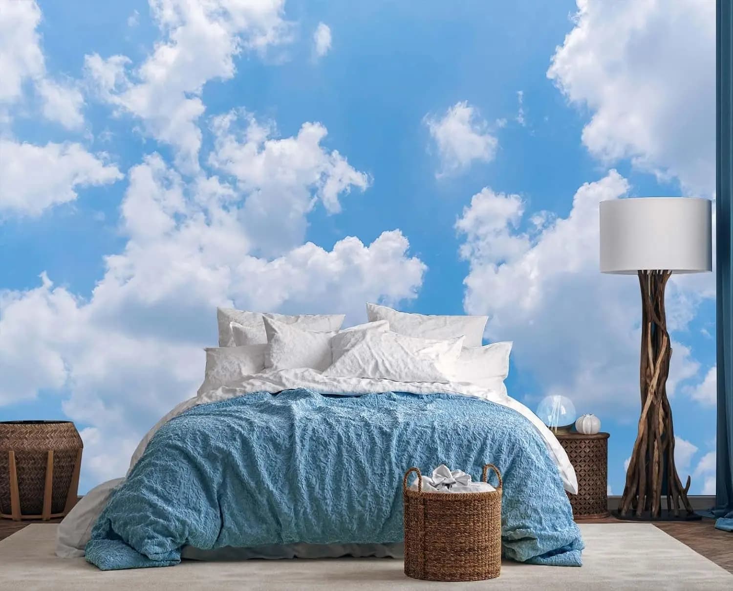 Vibrant Blue Sky Cloud Tapestry Wall Hanging Decoration Art Mural for Bedroom Living Room Home Decor Canvas Abstract Poster